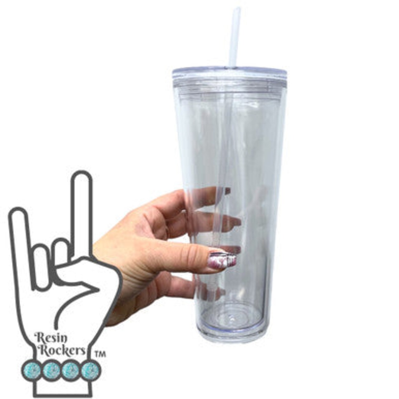 Snow Globe Tumbler Blank Cups with Straw & Clear Lid BPA FREE 16 oz or 24oz